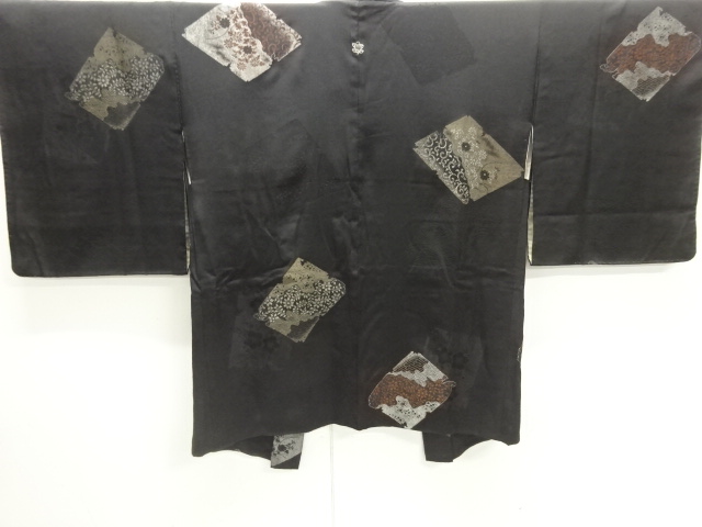 JAPANESE ANTIQUE HAORI / TAISHO ROMAN STYLE / URUSHI / WOVEN FLOWER